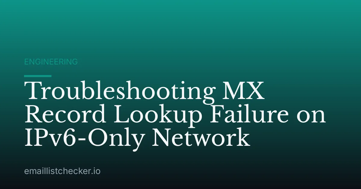 Troubleshooting MX Record Lookup Failure on IPv6-Only Network