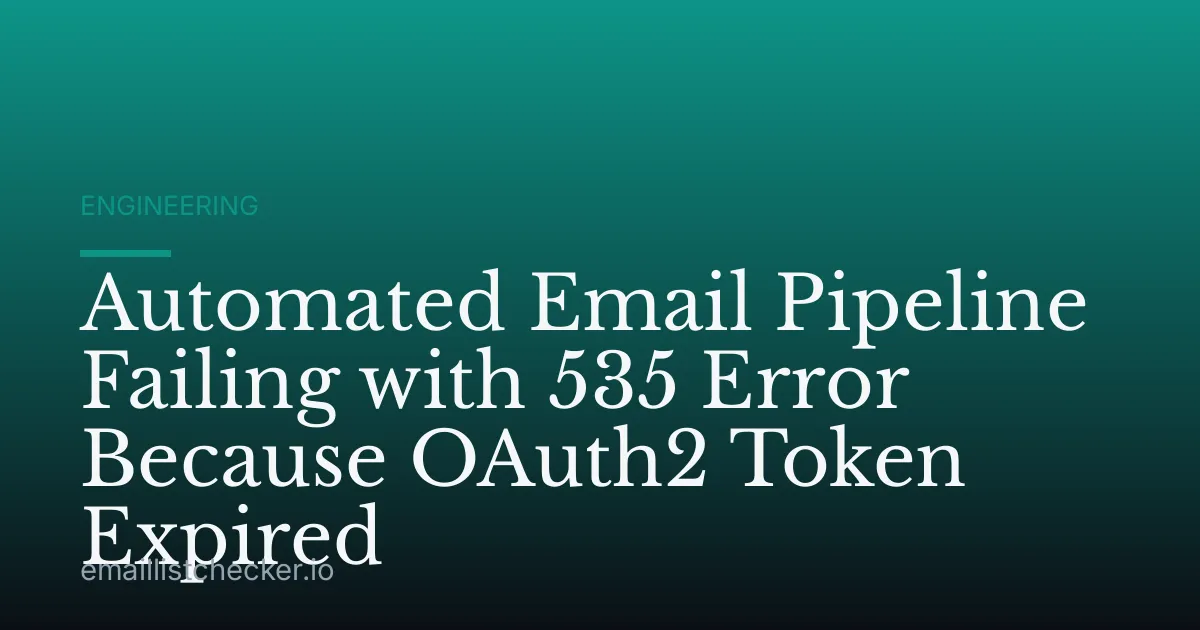 Automated Email Pipeline Failing with 535 Error Because OAuth2 Token Expired
