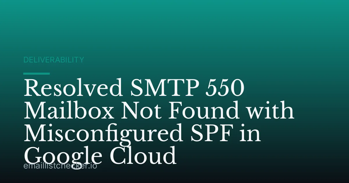 Resolved SMTP 550 Mailbox Not Found with Misconfigured SPF in Google Cloud