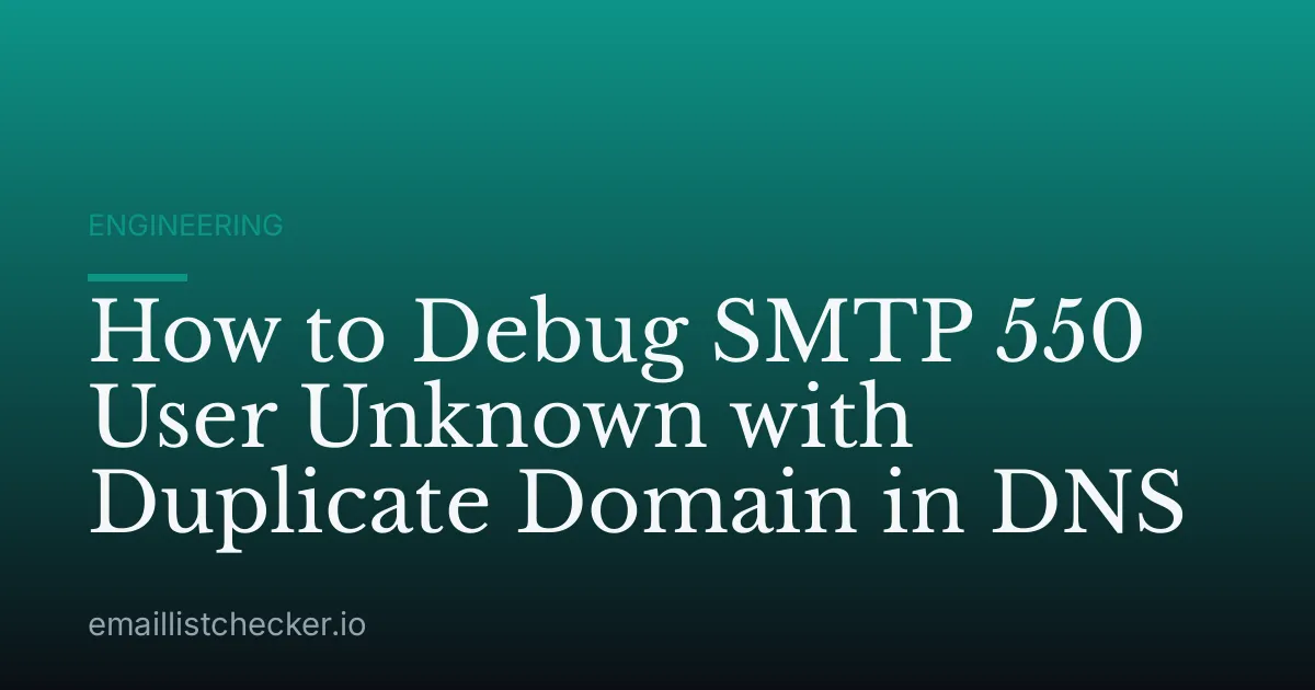 How to Debug SMTP 550 User Unknown with Duplicate Domain in DNS