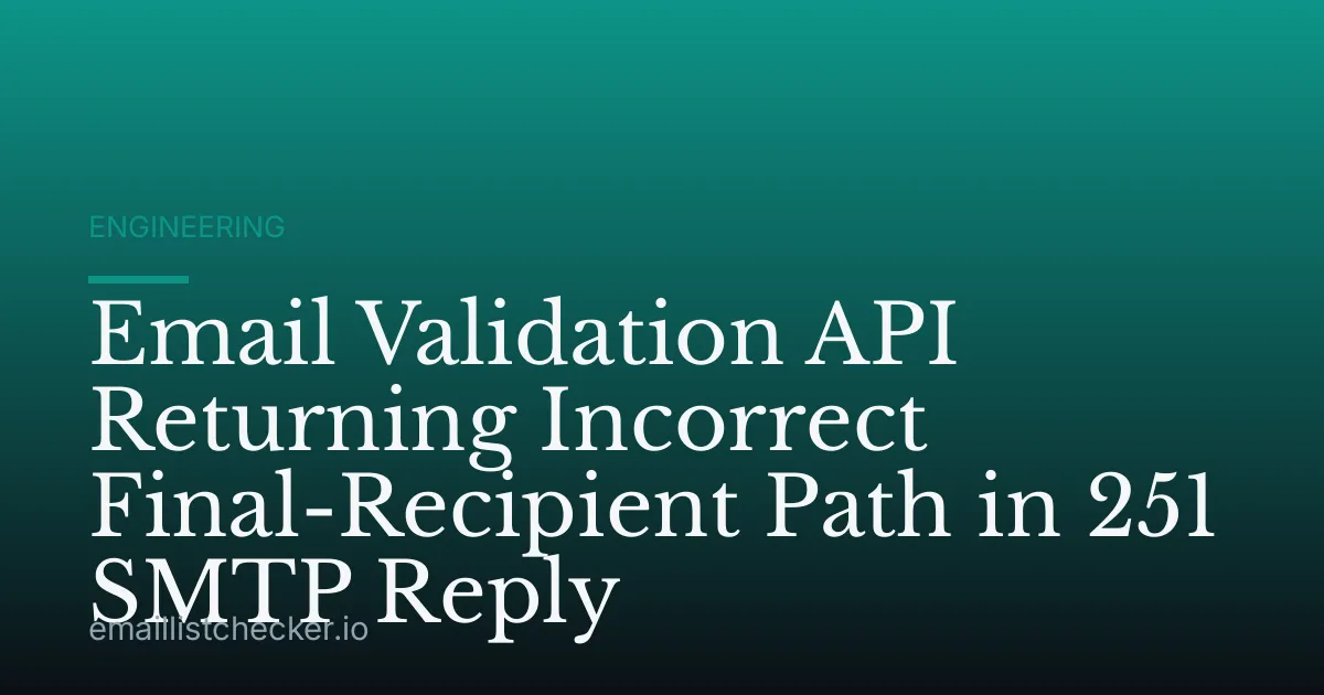 Email Validation API Returning Incorrect Final-Recipient Path in 251 SMTP Reply