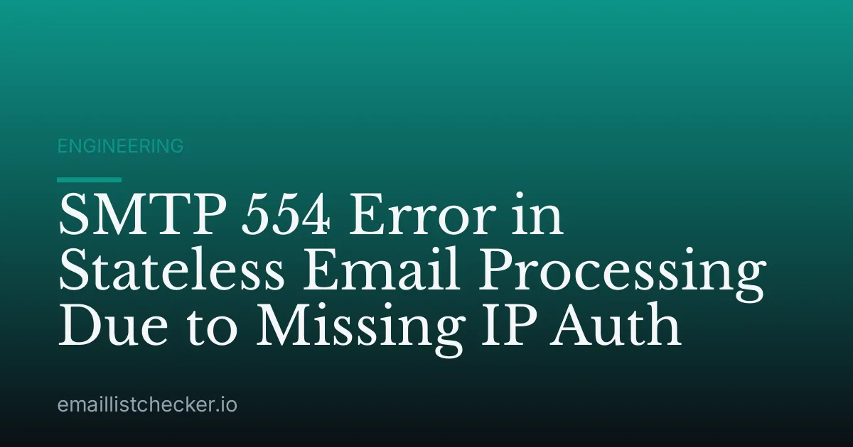 SMTP 554 Error in Stateless Email Processing Due to Missing IP Auth