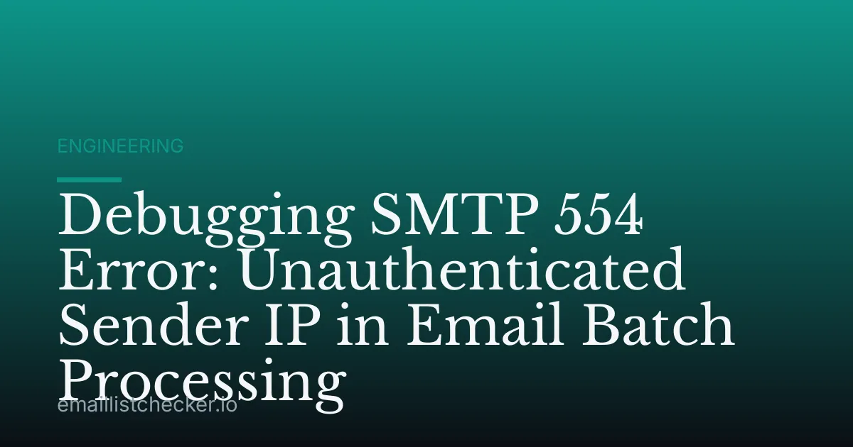 Debugging SMTP 554 Error: Unauthenticated Sender IP in Email Batch Processing