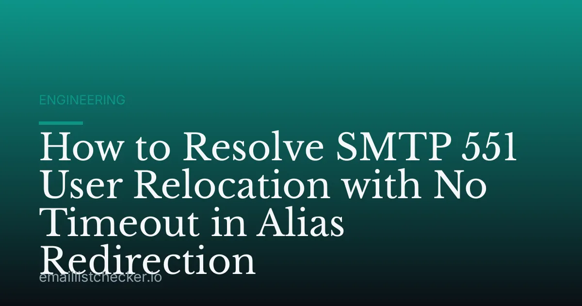 How to Resolve SMTP 551 User Relocation with No Timeout in Alias Redirection