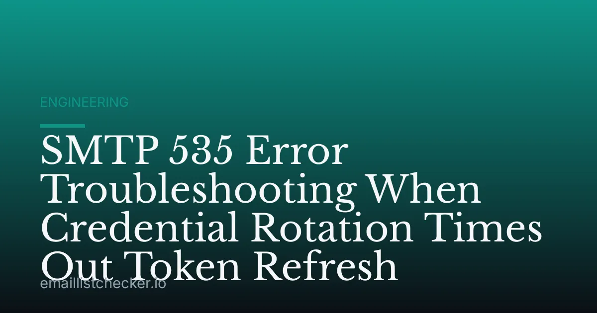 SMTP 535 Error Troubleshooting When Credential Rotation Times Out Token Refresh