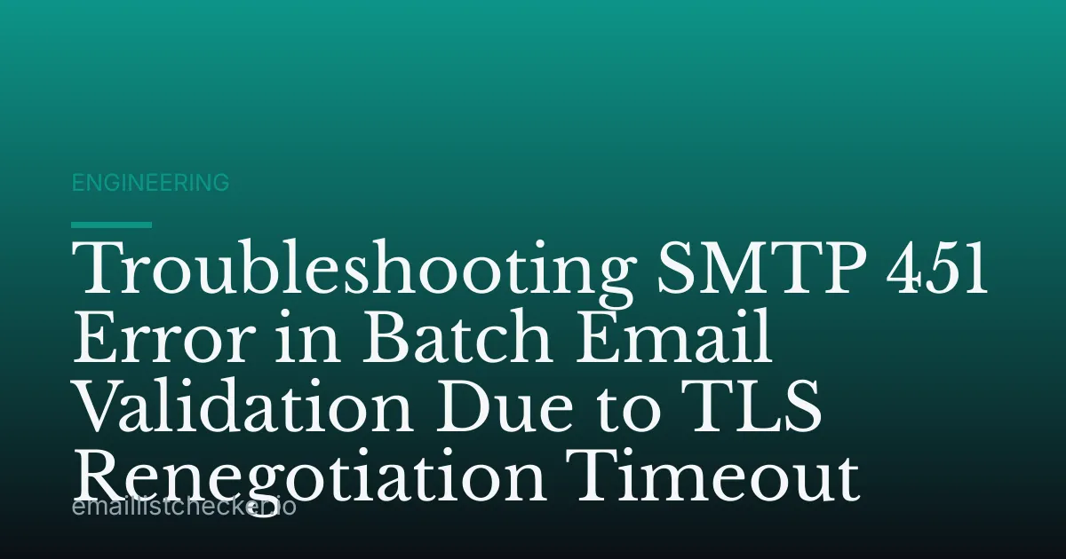 Troubleshooting SMTP 451 Error in Batch Email Validation Due to TLS Renegotiation Timeout