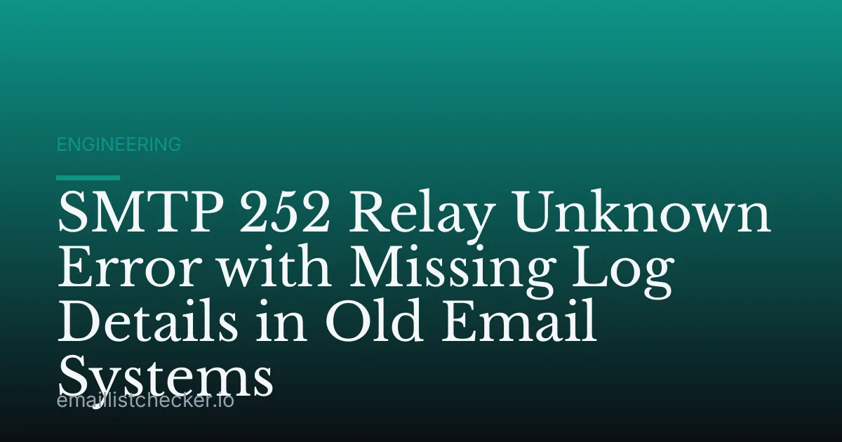SMTP 252 Relay Unknown Error with Missing Log Details in Old Email Systems