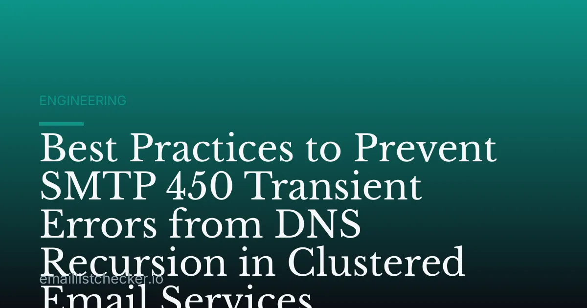 Best Practices to Prevent SMTP 450 Transient Errors from DNS Recursion in Clustered Email Services