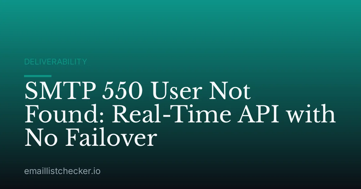 SMTP 550 User Not Found: Real-Time API with No Failover