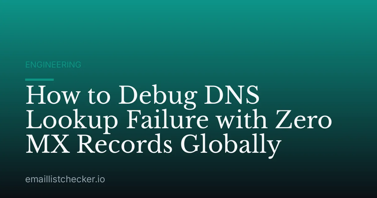 How to Debug DNS Lookup Failure with Zero MX Records Globally