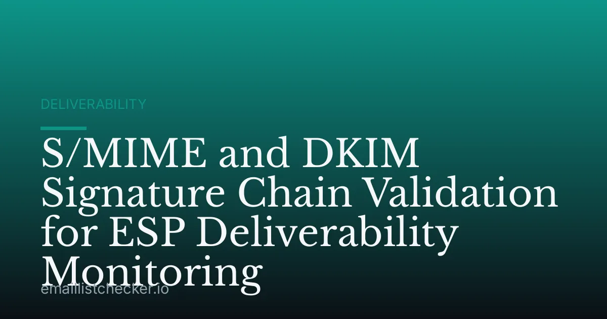 S/MIME and DKIM Signature Chain Validation for ESP Deliverability Monitoring