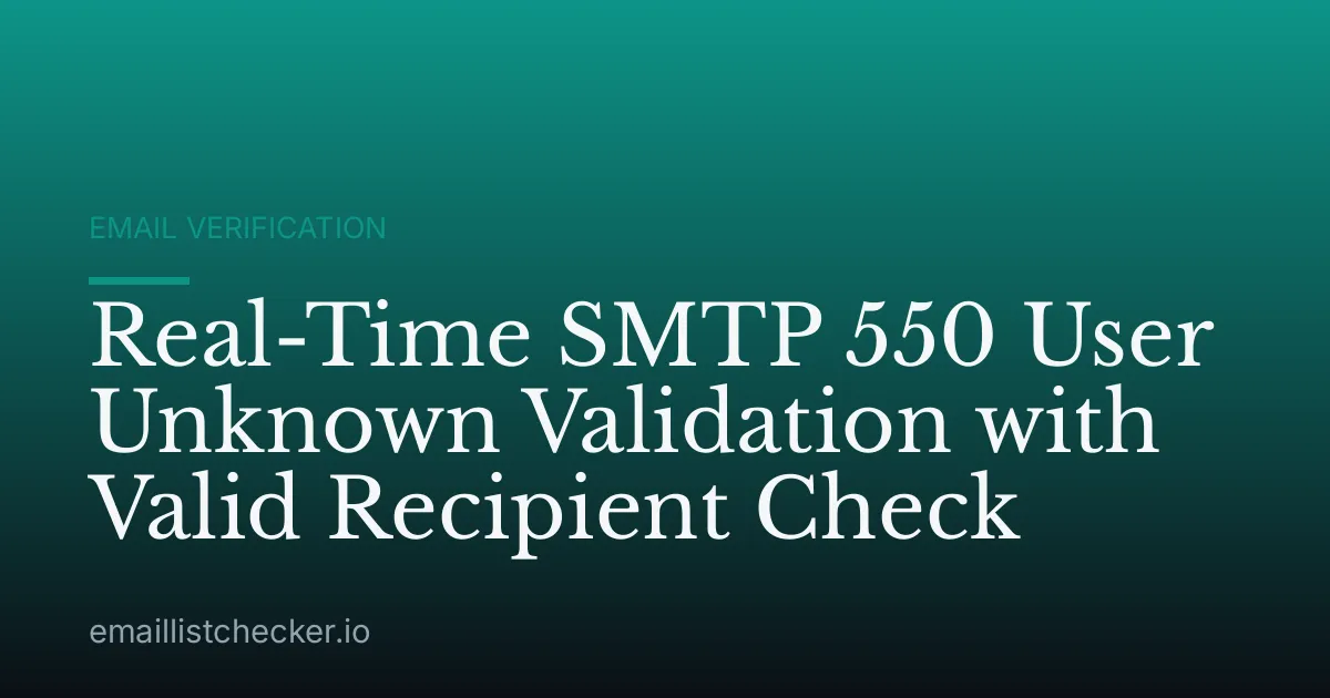 Real-Time SMTP 550 User Unknown Validation with Valid Recipient Check