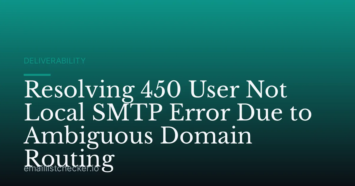 Resolving 450 User Not Local SMTP Error Due to Ambiguous Domain Routing