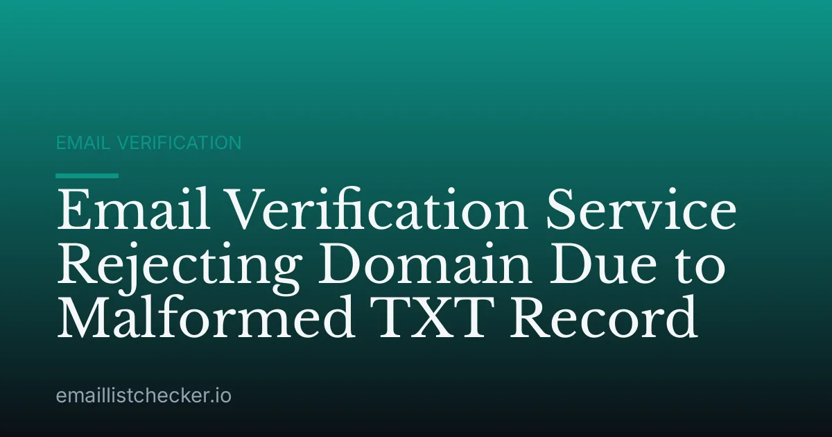 Email Verification Service Rejecting Domain Due to Malformed TXT Record