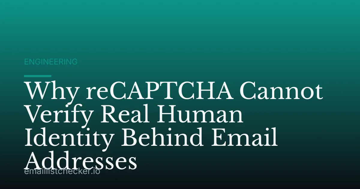 Why reCAPTCHA Cannot Verify Real Human Identity Behind Email Addresses