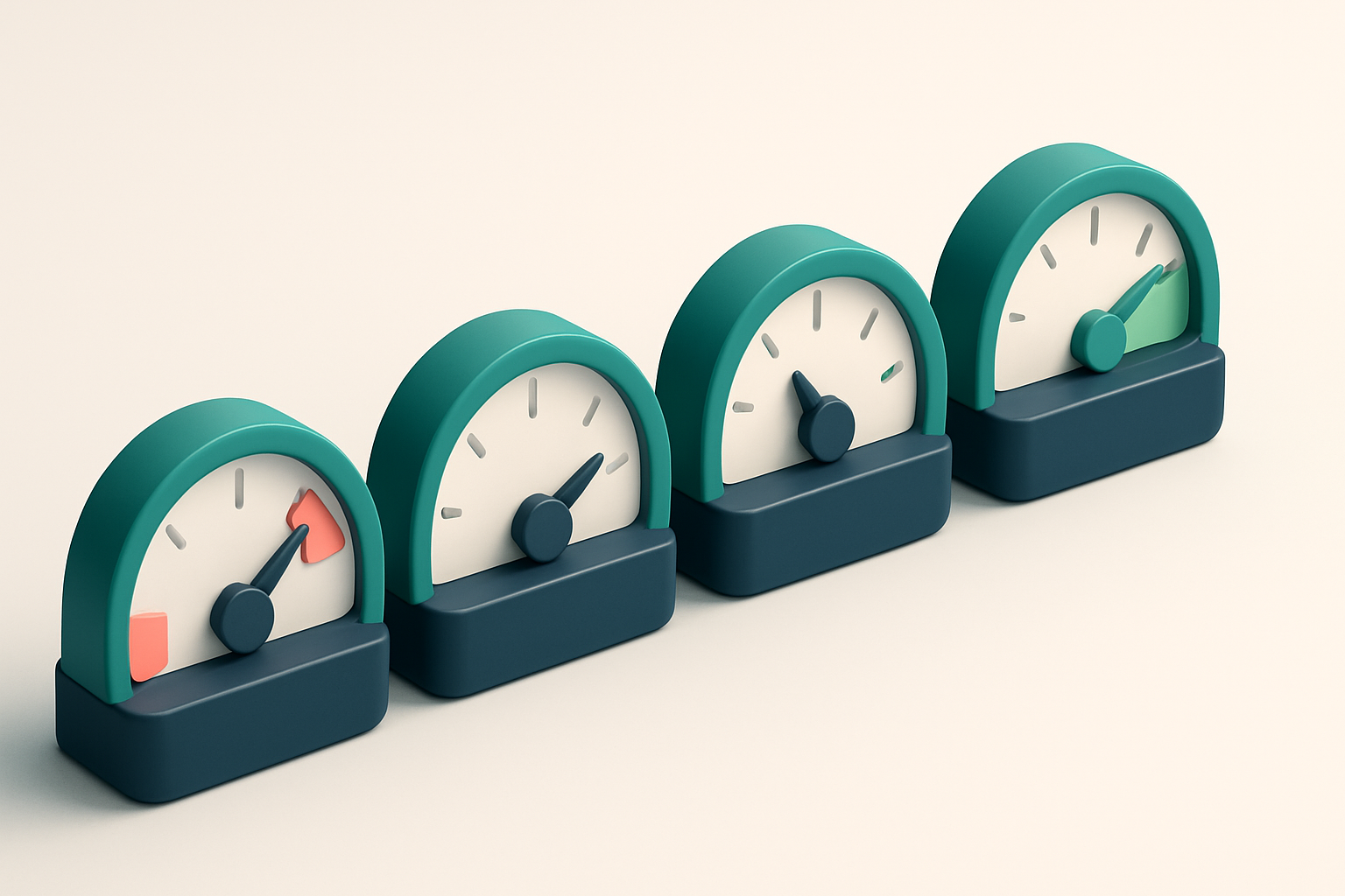a row of four gauges showing bounce rate, deliverability, spam score, and list health