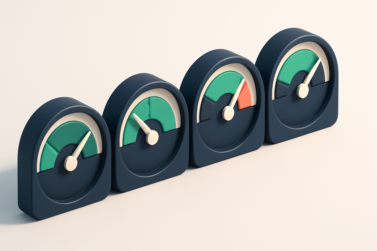 a row of four gauges showing inbox placement rates, sender reputation, bounce rate, and list health