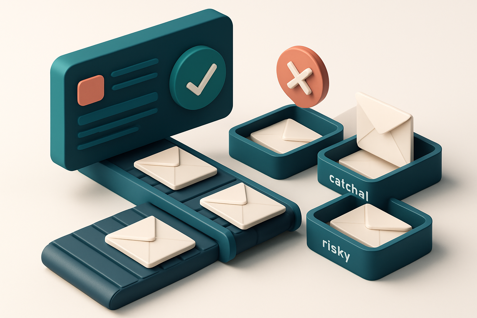 Hero: an isometric event registration dashboard with a conveyor belt moving labeled envelopes (valid, invalid, catch-all