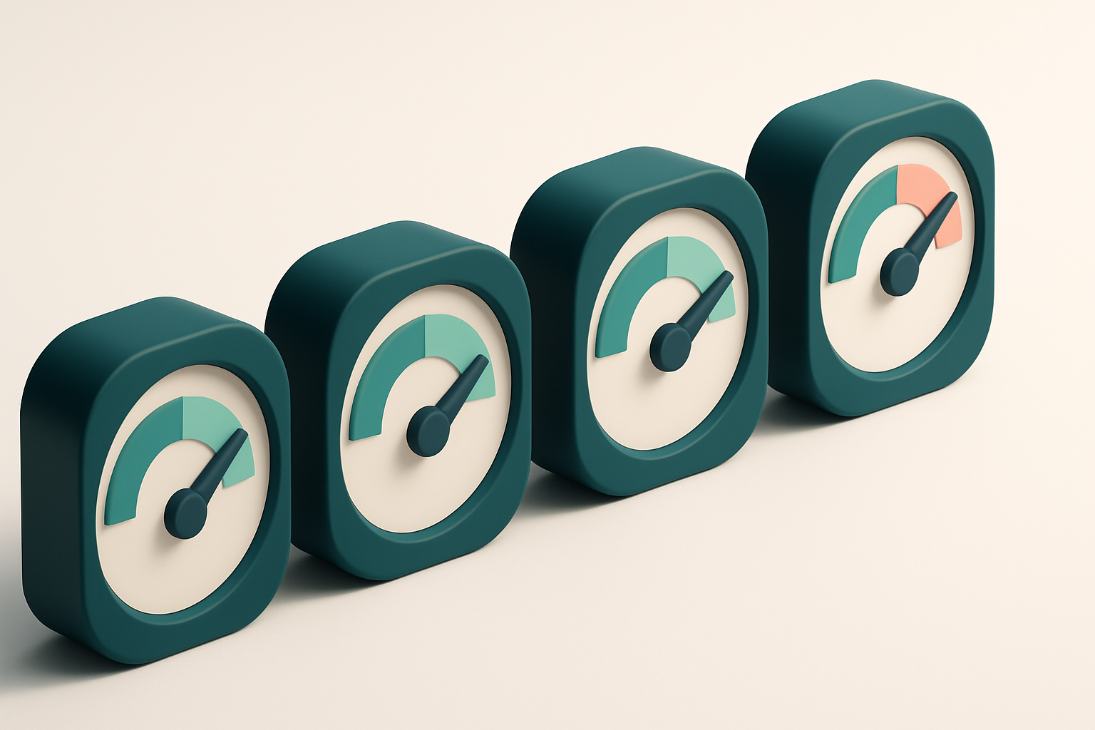 a row of four gauges, each labeled with a different metric: bounce rate, open rate, deliverability, sender reputation