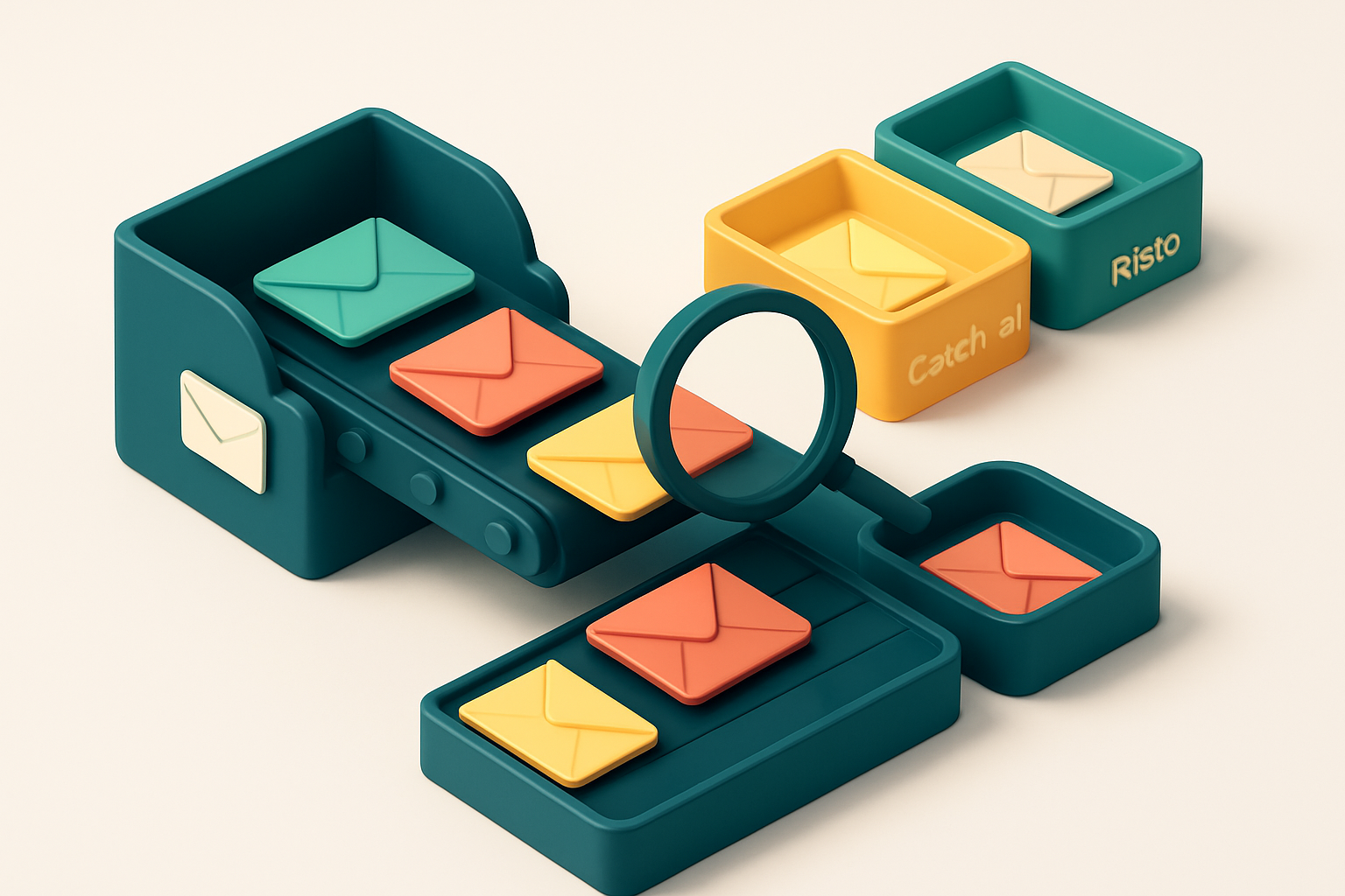 Hero: an isometric email inbox with envelopes labeled 'Valid' (green), 'Invalid' (red), 'Catch-all' (yellow), and 'Risky