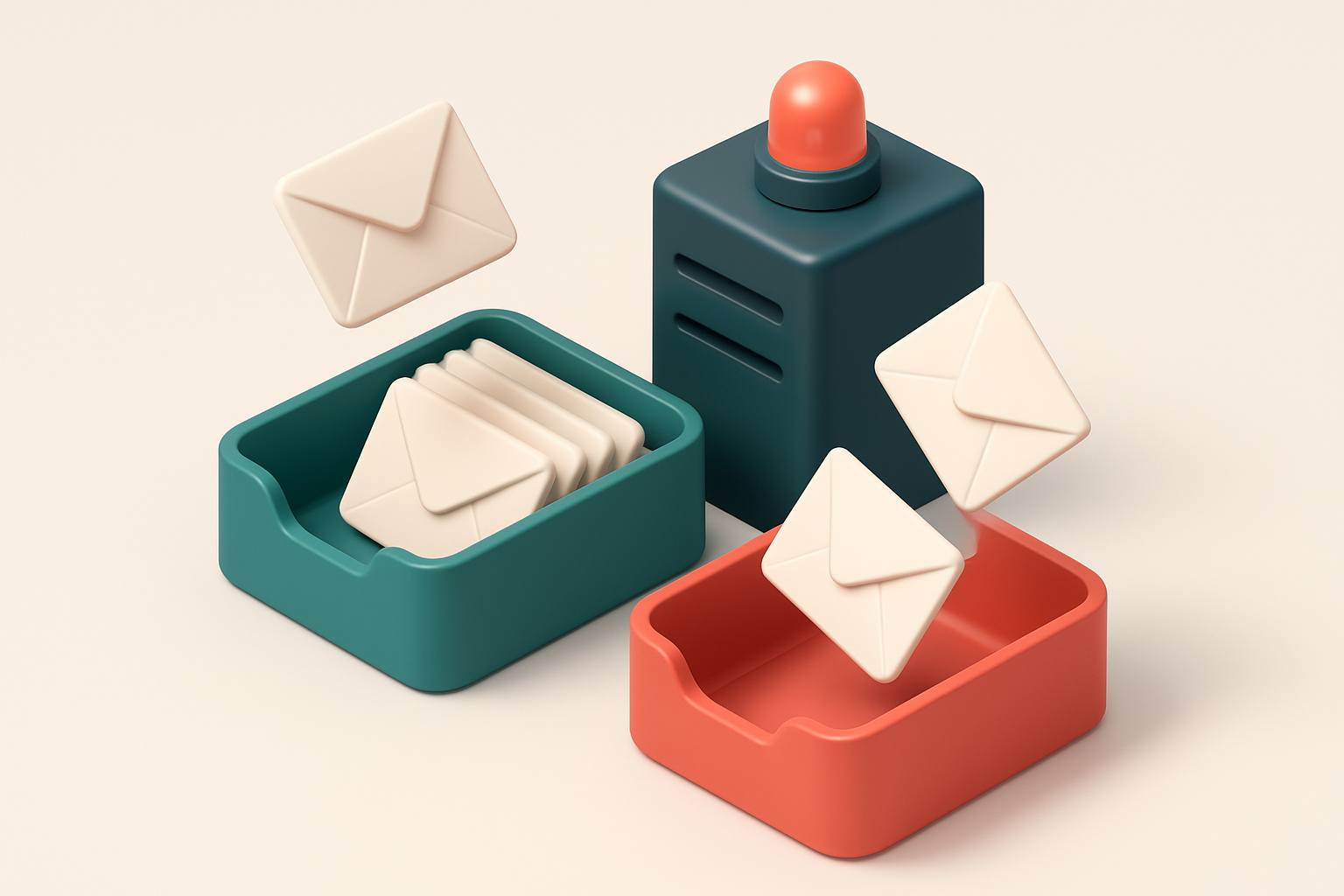 an isometric email inbox with envelopes labeled 'valid' flowing into a green 'verified' tray and 'invalid' envelopes dro