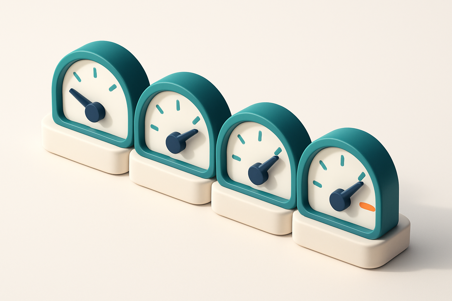 a row of four gauges showing different send-rate levels