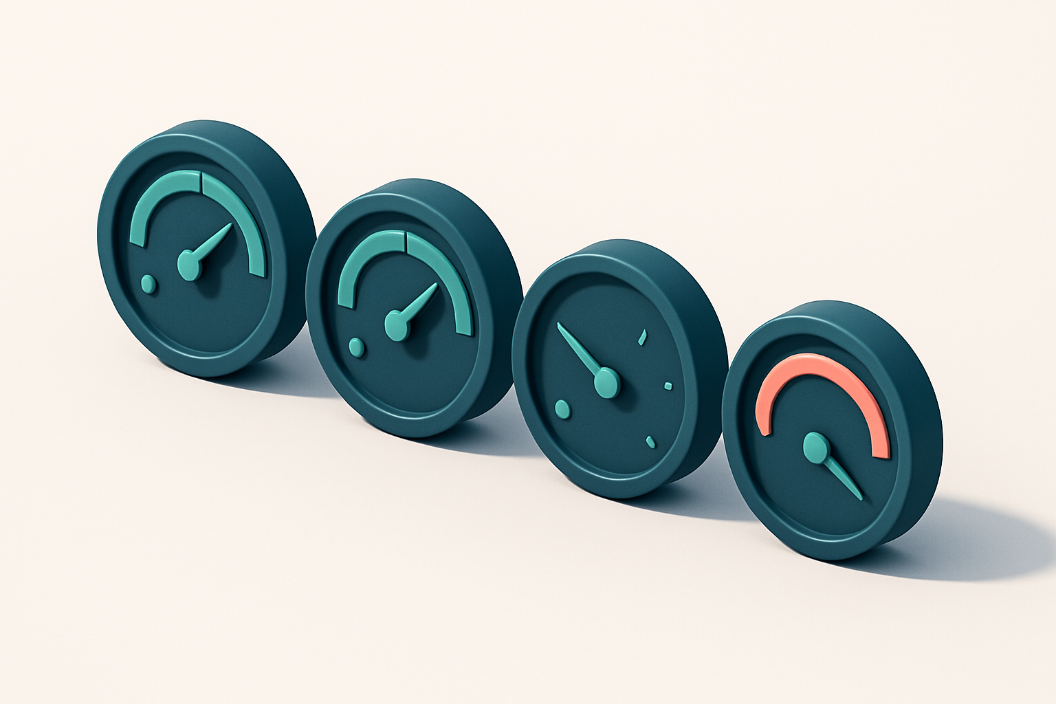 a row of four gauges showing high, medium, low, and zero bounce impact
