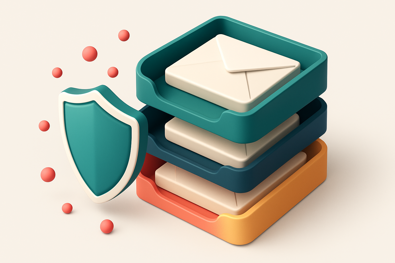 Hero: an isometric inbox with envelopes sorted into three trays — green for verified 'valid' addresses, red for 'invalid