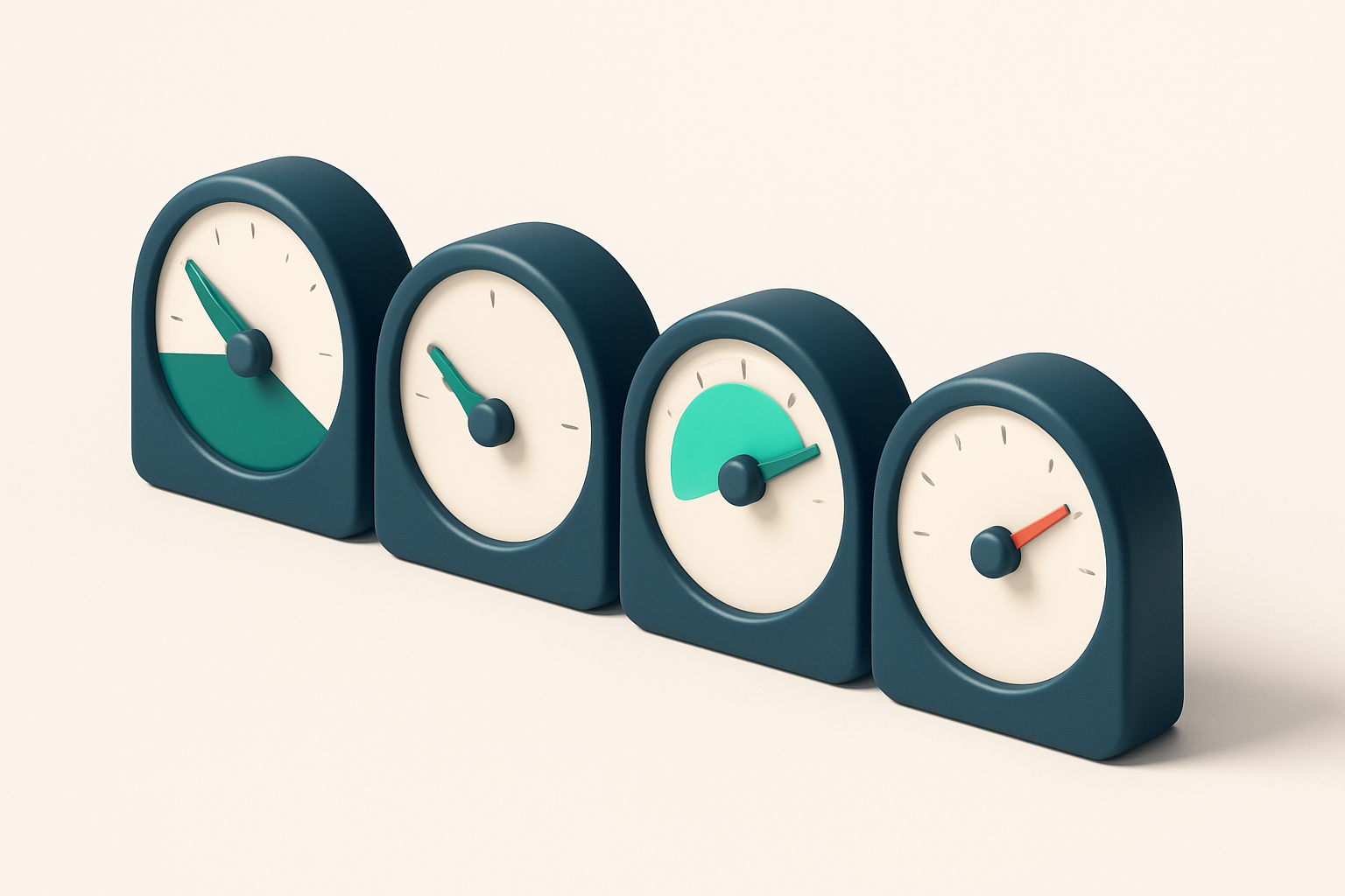 a row of four gauges indicating delivery success, bounce rate, domain health, and reputation