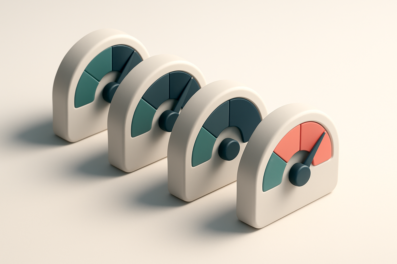 a row of four gauges showing email validity scores