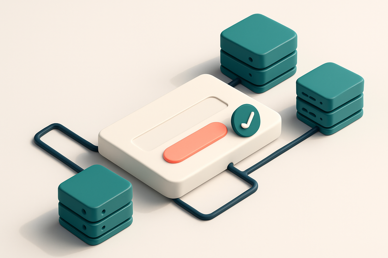 Hero: an isometric dashboard with an email address input field, a green checkmark indicating validation success, and int