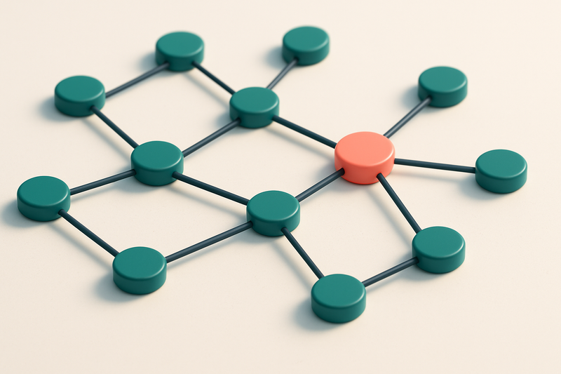 a network of small circular nodes connected by lines