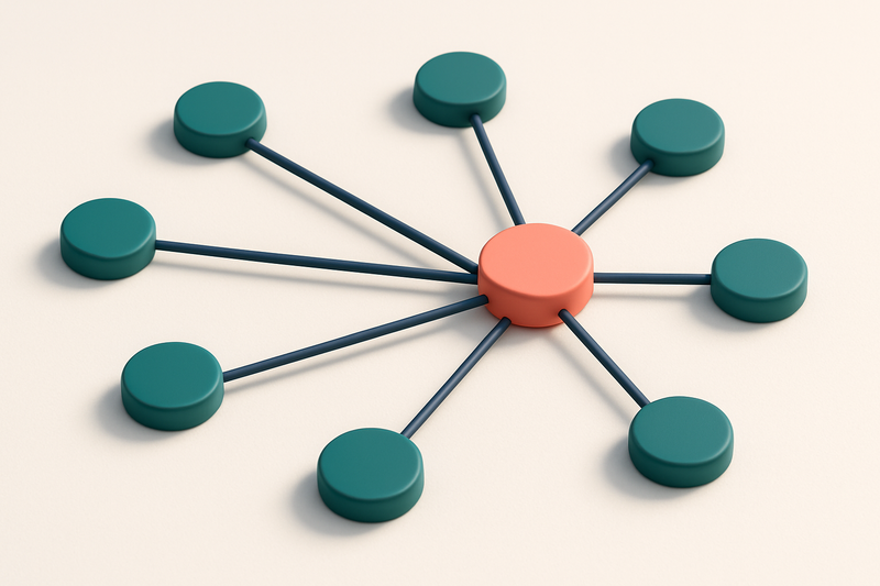 a network of small circular nodes connected by lines