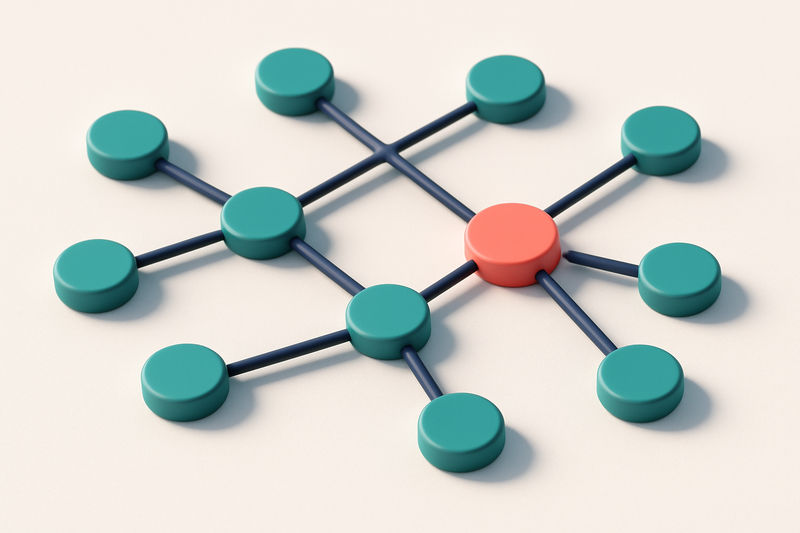 a network of small circular nodes connected by lines