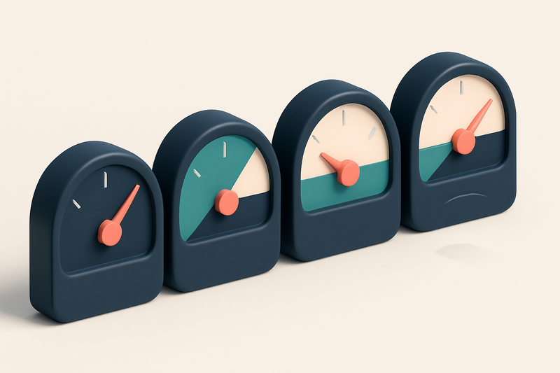 A row of four gauges, each labeled with a metric: Bounce Rate, Spam Score, Deliverability, Reputation
