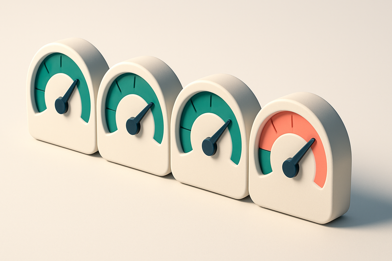 A row of four gauges showing different levels of deliverability metrics
