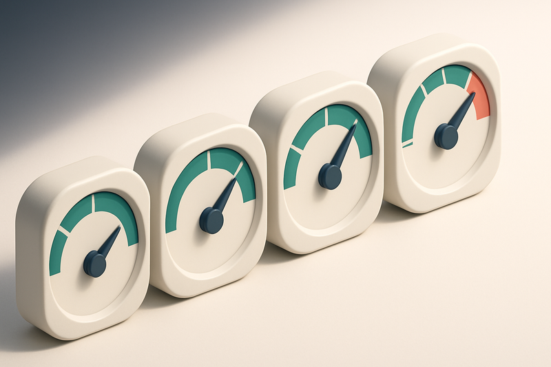 Hero: a row of four gauges with varying levels filled, indicating list health and deliverability scores