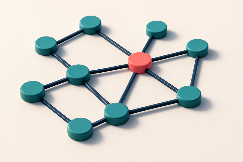 a network of small circular nodes connected by lines