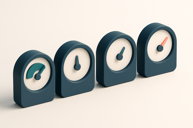 a row of four gauges, each labeled with a status: Valid, Invalid, Catch-All, Risky