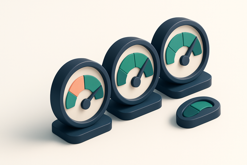 a row of four gauges showing sender reputation, domain health, list quality, and inbox placement