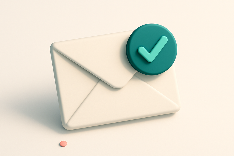 Hero: a single envelope with a green checkmark