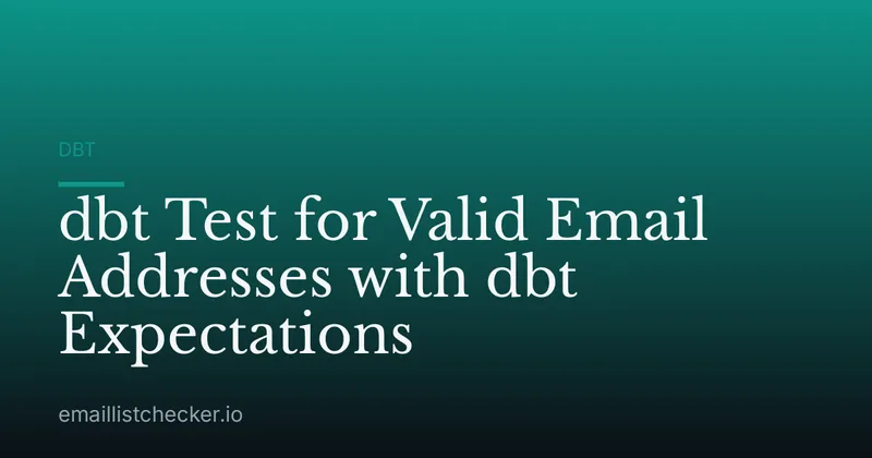 dbt Test for Valid Email Addresses with dbt Expectations
