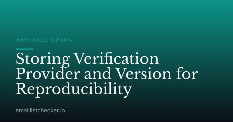 Storing Verification Provider and Version for Reproducibility