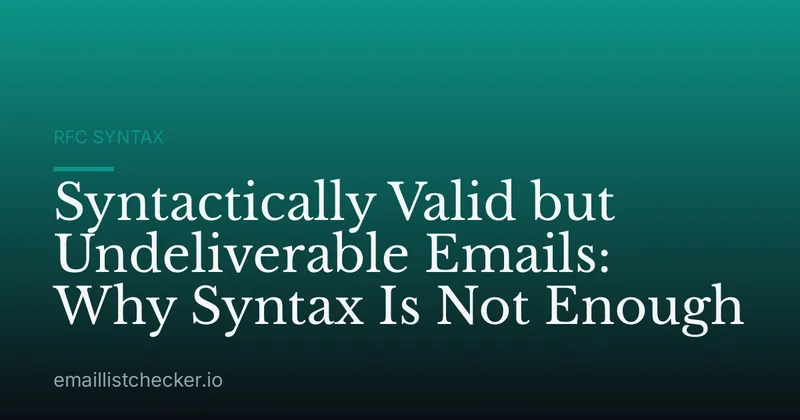 Syntactically Valid but Undeliverable Emails: Why Syntax Is Not Enough