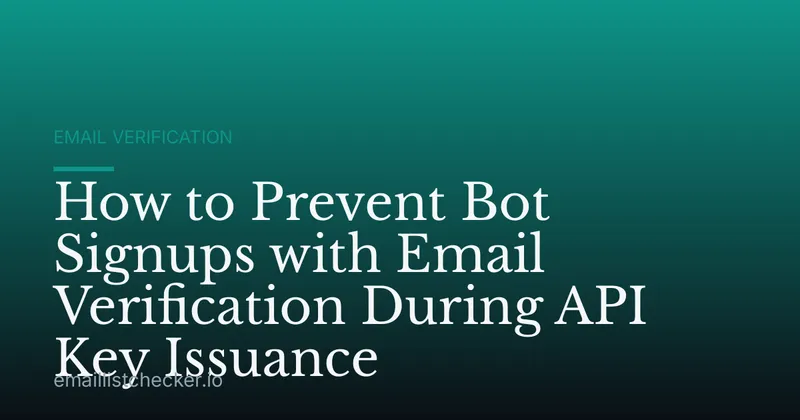 How to Prevent Bot Signups with Email Verification During API Key Issuance