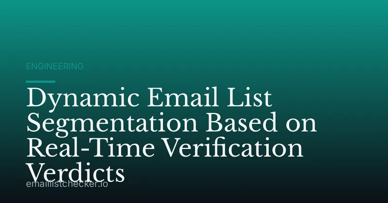 Dynamic Email List Segmentation Based on Real-Time Verification Verdicts