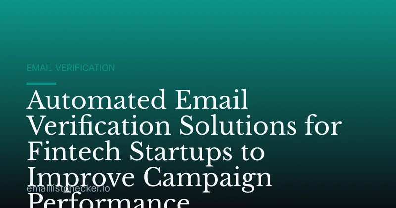 Automated Email Verification Solutions for Fintech Startups to Improve Campaign Performance