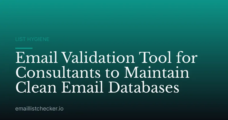 Email Validation Tool for Consultants to Maintain Clean Email Databases
