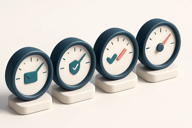 a row of four gauges showing inbox placement, sender reputation, SPF/DKIM status, and delivery speed