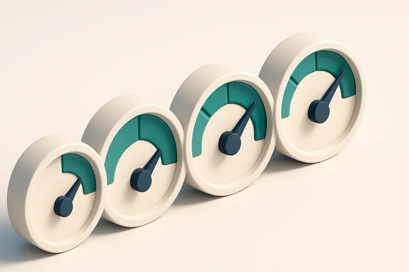 a row of four gauges, each with a different level of fill